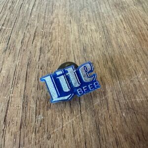 Vintage Miller Lite Plastic‎ Blue Silver Lapel Hat Pin Brooch